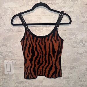 Chain Strap Zebra Print Top